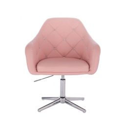 Kosmetická židle ROMA na stříbrném kříži - růžová