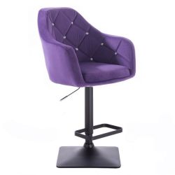Barová židle ROMA VELUR na černé podstavě - fialová