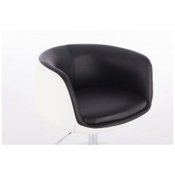 Kosmetická židle MONTANA na stříbrné podstavě s kolečky - černobílá