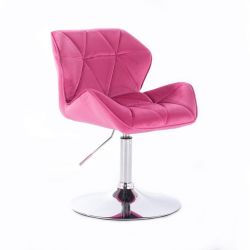 Kosmetická židle MILANO VELUR na stříbrném talíři - růžová